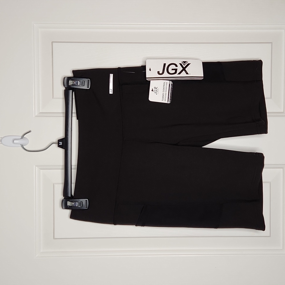 JGX Tummy Control Black Bike Athletic Shorts Black Size S NWT